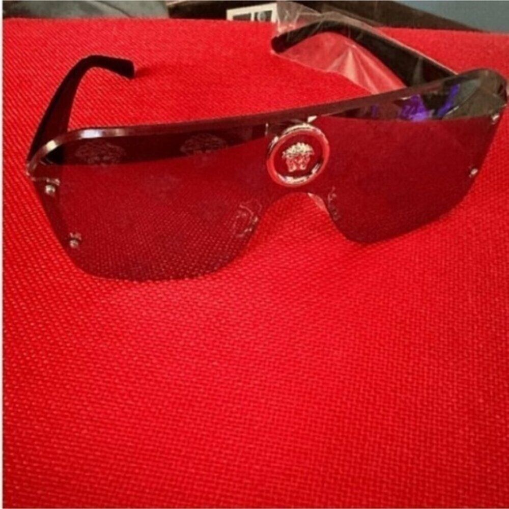 Medusa Reflective Aviator Rimless Black Gold Monogram Sunglasses - Picture 5 of 7